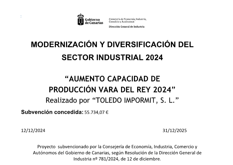 Subvencion Vara del Rey Modernización y Diversificación del sector Industrial 2024